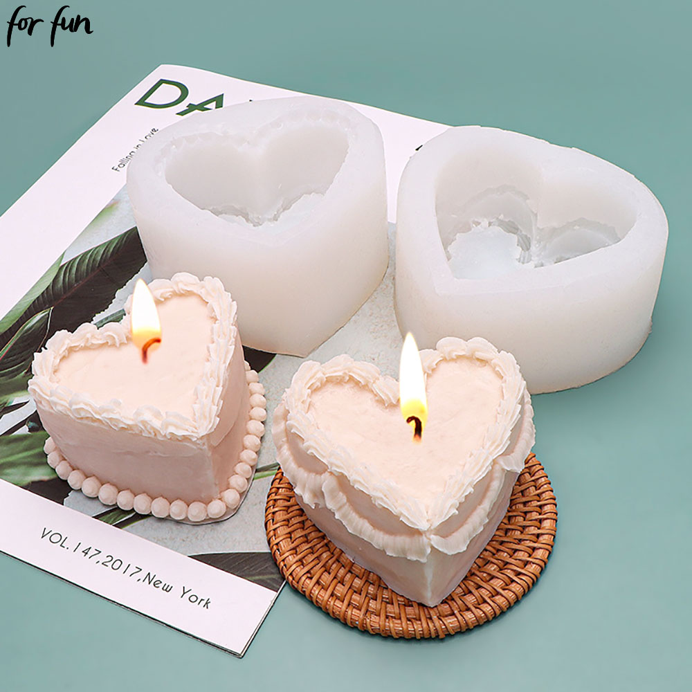 Soap Making Gifts - Eğlenceli Kalp Kek Şekilli Mum silikon